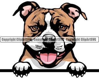 Pit Bull Dog Breed Peeking Peek-A-Boo Puppy Animal Pet Pedigree Purebred Canine Art Artwork Color Logo SVG PNG Clipart Vector Cut Cutting