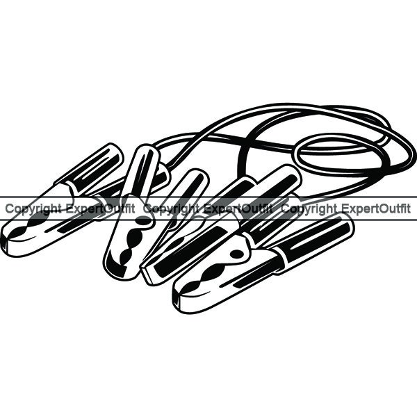 Mechanic Jumper Cables Battery Charging Systems Clamps Equipment Booster Headlight Car Automobile.SVG .PNG Clipart Vector Cricut Cut Cutting