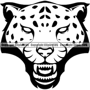 Cheetah Leopard Jaguar Mascot Head Animal Growling Cartoon College High School Team Sport Art Logo SVG PNG Clipart Vector Cricut Cut Cutting