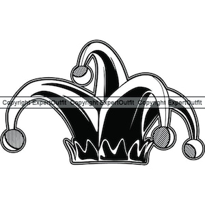 Jester Hat Cap Circus Clown Joker Occupation Hobby Magician Comedian Jokester Prankster Fool Joke.SVG .PNG Clipart Vector Cricut Cut Cutting