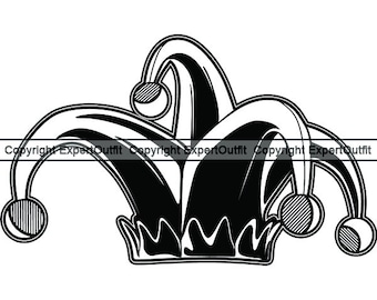 Jester Hat Cap Circus Clown Joker Occupation Hobby Magician Comedian Jokester Prankster Fool Joke.SVG .PNG Clipart Vector Cricut Cut Cutting