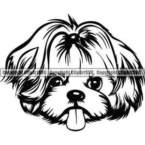 Shih Tzu #19 Happy Dog Race K-9 Toy Group Lap Animal Pet Hound Chiot Pedigree Hound Logo. SVG. Fichier PNG vectoriel Clipart Cricut coupe coupe