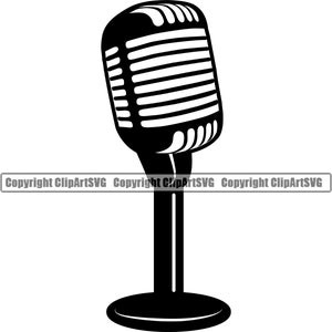 Mikrofon Nachrichten sprechen Sprechen Audio Sound Stimme Mic Musik Studio Radio TV Alt Retro Design Element Logo SVG PNG Clipart Vektor Schneiden Schneide Datei