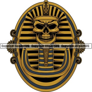 Egyptische Egypte schedel farao koning gouden Cobra kroon Monument piramides farao land natie Design Logo SVG PNG Vector Clipart knippen snijden