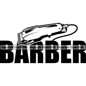 Barber Clippers Barbershop Salon Pole Haircut Hair Cut Hairstyle Style Shave Shop Text Word Company Design Logo SVG PNG Clipart Vector Cut