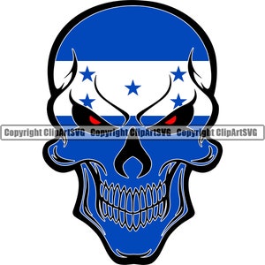 Honduras hondurien crâne squelette drapeau pays monde Nation carte signe symbole Design élément Art Logo SVG PNG vecteur Clipart coupe coupe fichier