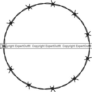 Fil de fer barbelé cercle cadre rasoir clôture escrime Barb Bob sécurité Protection prison Western Prison. SVG. PNG vecteur Clipart Cricut coupe coupe