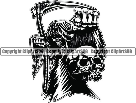 Download Grim Reaper 28 Holding Human Skull Death Sickle Evil Kill Etsy