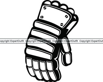 Sport Hockey Glove Equipment Gear Pad Protection Safety Skater Goaltender Player Uniform Game Logo.SVG.PNG Clipart Vector Cricut Cut Cutting