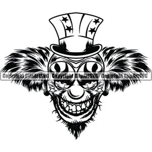 Evil Clown #3 Skull Death Evil Kill Killer Tattoo Circus Scary Face Head Horror Halloween Logo .SVG .PNG Clipart Vector Cricut Cut Cutting
