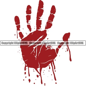 Blut Blutig Hand Print Abstrich Verschmiert Tropf Tropfen Tropfen Schnitt Verletzung Wunde Flüssigkeit verschütten Horror Design Element Logo SVG PNG Clipart Vektor Schnitt