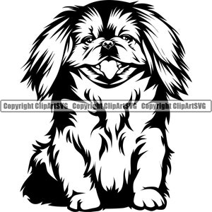 Pekinees hondenras zitten zitten gelukkig stamboom Canine raszuivere huisdier Pommeren Papillon Bichon Frise Logo SVG PNG Clipart Vector knippen snijden