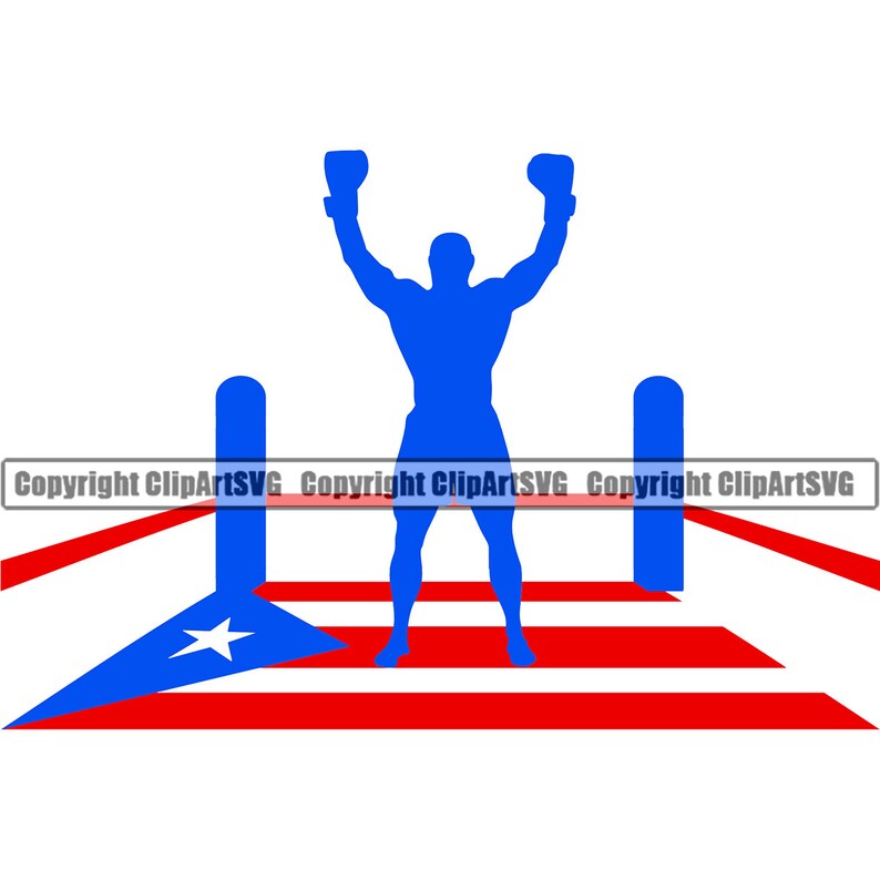 Puerto Rico Rican Boxer Boxing Ring Gloves Flag Country World Nation ...