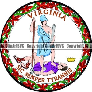 Virginia State Seal Flag U.S. US United America American Nation National Document Court Courthouse Art .JPGClip Art Design Graphic File