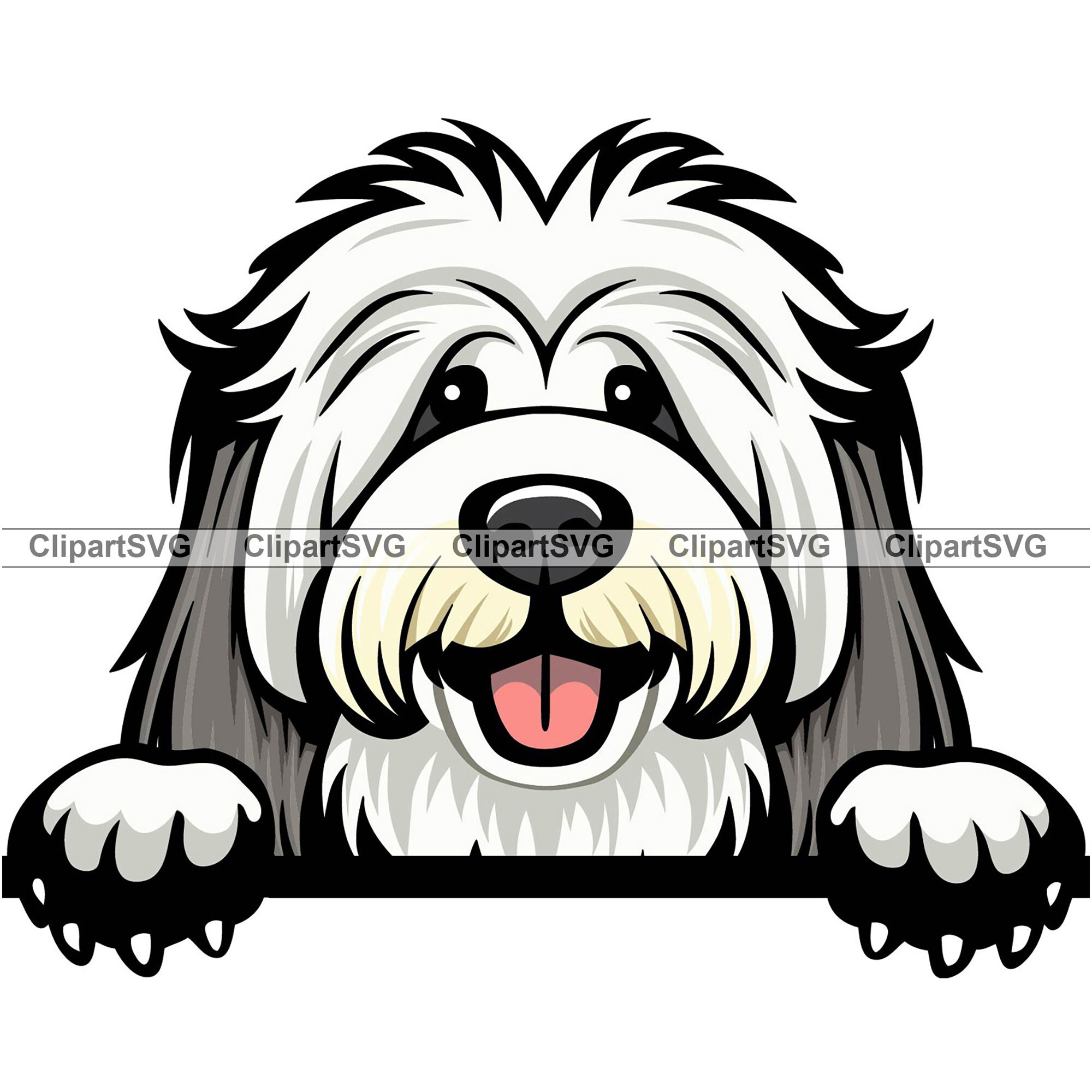 Old English Sheepdog Dog SVG File Cricut Download Dog Face 