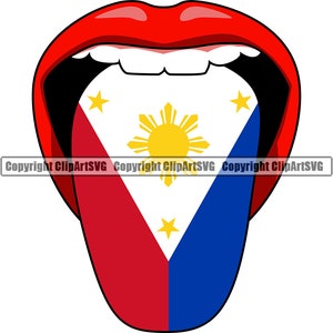 Philippines Filipino Stick Out Tongue Flag Country World Nation Map Sign Symbol Design Element Art Logo SVG PNG Clipart Vector Cutting Cut