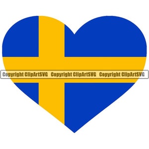 Schweden Herzförmige Flagge Schwedisch Skandinavisch Land Welt National Nation Liebe Logo Art .JPG .PNG Clipart Clip Art Design Grafikdatei