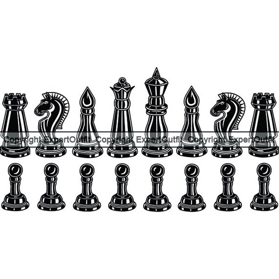 Chess Pieces 5 Black Chessboard Setup Board Game (Download Now) 