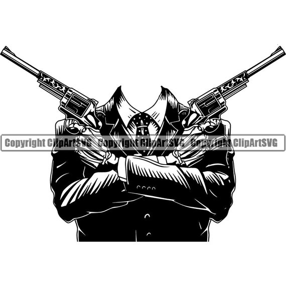 No Head Headless Criminal Suit Gangster Gun Armed Biker Gang Etsy