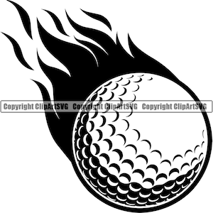 Golf Ball #4 Fire Flames Flying Golfer Golfing Clubs Sports Competition Tournament Equipment Game .SVG .EPS .PNG Clipart Vector Cricut Cut