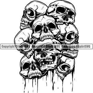 Skull Pile Stack Blood Dripping Devil Dead Head Evil Kill