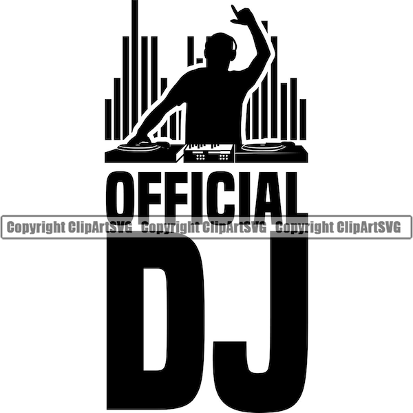 DJ Disc Jockey Music Turntable Record Player Mixer Album Vinyl Club Sound Radio Stereo Rap Silhouette Design Art Logo SVG Vector Clipart Cut