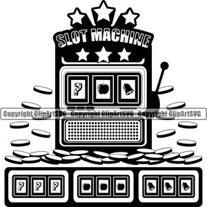 Jackpot Slot Machine Lucky 777 Casino Bet Money Chip Win Risk Play Win Winner Sign Vegas Spin Game Design Logo SVG PNG Vector Clipart Cut