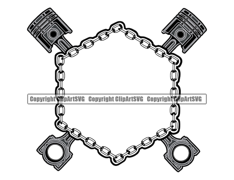 Motorcycle Chain Shield Border Frame Custom Piston Car Repair | Etsy