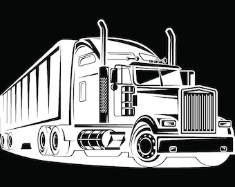 Truck Driver #30 Trucker Big Rigg 18 Wheeler Semi Tractor Trailer Cab Flat Bed Company Trucking Logo.SVG .EPS .PNG Vector Cricut Cut Cutting