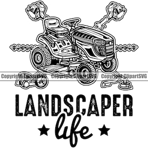 Landscaping Landscape Landscaper Lawn Hedge Sheers Plant Grow Green Grass Flower Yard Tool Silhouette Design Logo PNG SVG Vector Clipart Cut