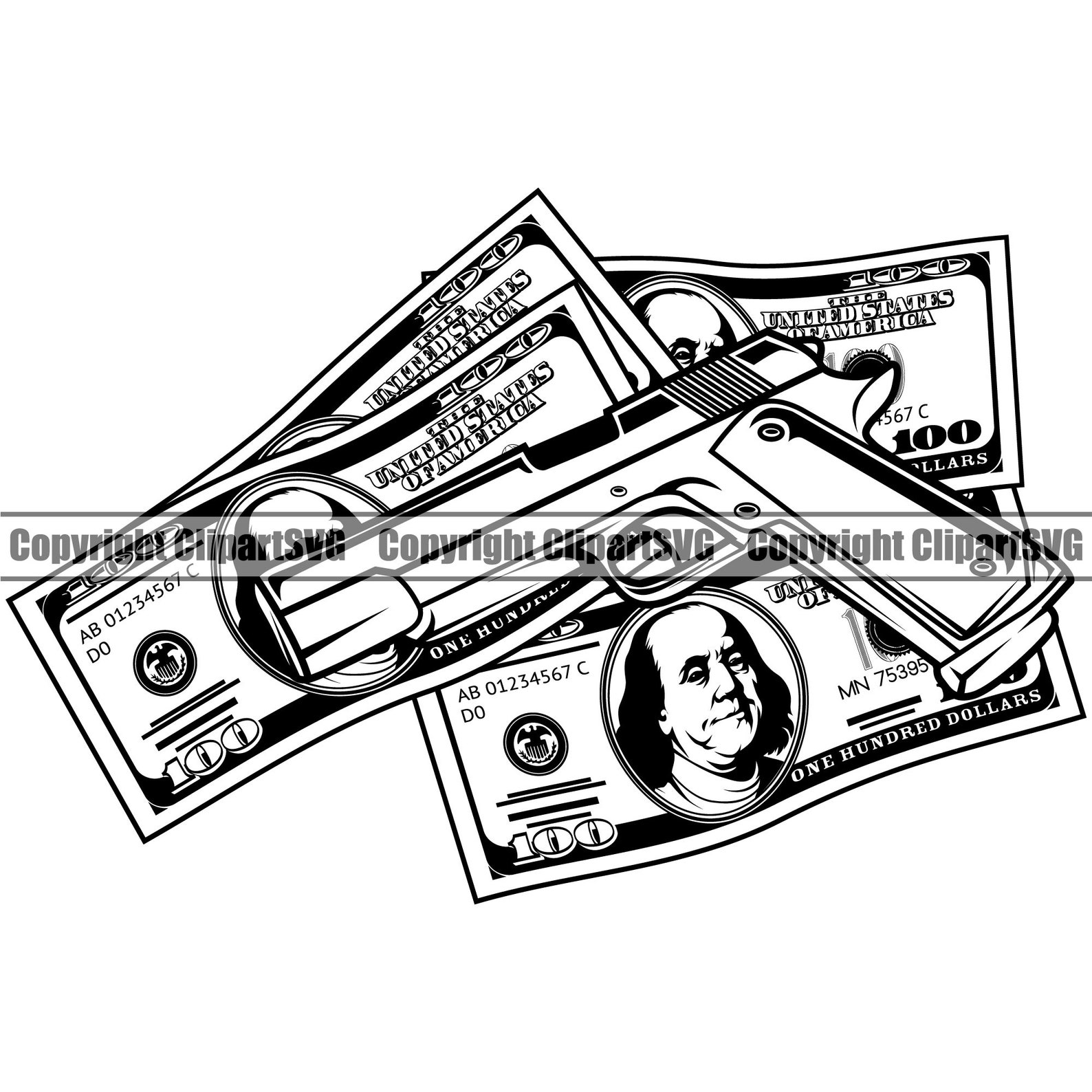 Money Spread Gun 100 Hundred Dollar Bill Cash Rich Crime - Etsy
