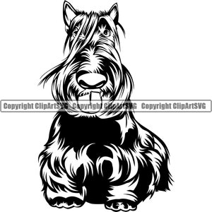 Schotse Terriër hondenras zitten zitten gelukkig glimlach Paw Puppy Pup huisdier Canine Schnauzer Scotty Design Logo SVG PNG Clipart Vector knippen snijden