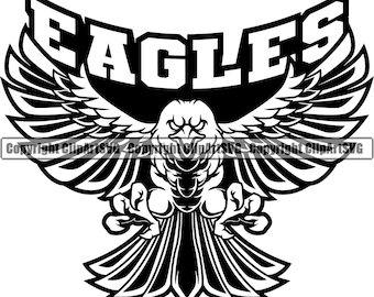 Eagle American Bald Mascot School Team Head Face Sport eSport Game Emblem Sign Club Badge Art Icon Text Design Logo SVG PNG Clipart Cut File