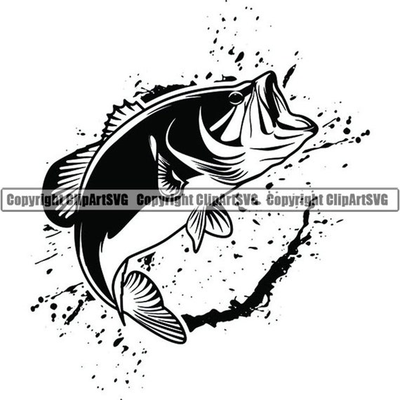 Bass Fishing 25 Logo Angling Fish Hook Fresh Water Hunting Largemouth  Smallmouth Striped .SVG .EPS .PNG Clipart Vector Cricut Cut Cutting 