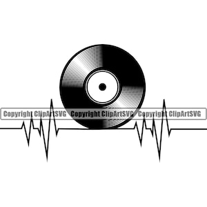 Vinyl Schallplatte Album Heartbeat Heart Beat Ekg Musik Night Club Party Plattenspieler DJ Disc Jockey Sound Design Art Logo SVG PNG Vektor Clipart Cut