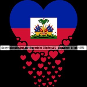 Haiti Haitian Falling Heart Shaped Flag Country World Nation Sign Symbol Design Element Art Logo SVG PNG Clipart Vector Cutting Cut File