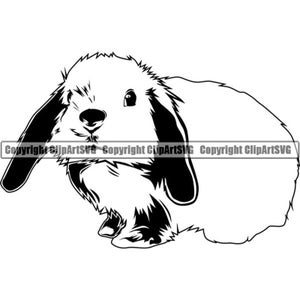 Rabbit #3 Pet Bunny Rodent Easter Cute Fluffy Cage Domestic Mammal Paws Whiskers Fur Furry Logo .SVG .PNG Clipart Vector Cricut Cut Cutting