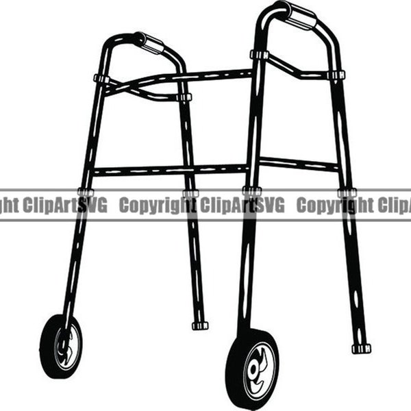 Folding Walker #1 Mobility Aid Crutch Injury Disability Equipment Supply Doctor Physician Urgent Medical.SVG .PNG Vector Cricut Cut Cutting