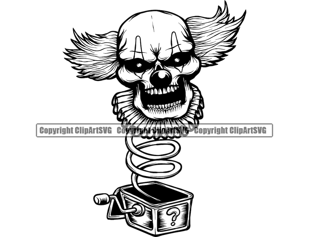 Scary Clown Music Box Pop up Evil Circus Cool Death Kill Killer Tattoo
