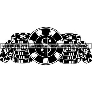 Casino Chip Stack Scommessa Soldi Fortuna Vincere Rischio Giocare a Poker Slot Machine Craps Roulette Vegas Tavolo Gioco Design Art Logo SVG PNG Vector Clipart Cut