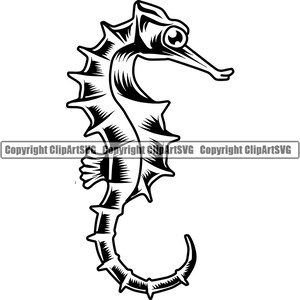Seahorse Sea Horse Sea Ocean Fish Tank Scuba Diving Dive Diver Underwater Swim Cute Art Vintage Design Logo SVG PNG Vector Clipart Cut File