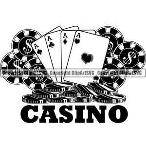 Casinò Scommessa Soldi Chip Fortuna Vinci Rischio Gioca a Poker Slot Machine Craps Roulette Vegas Tavolo Gioco di carte Design Art Logo SVG PNG Vector Clipart Cut
