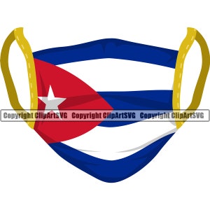 Cuba Bandera Cubana Enfermera Doctor Virus Máscara Cirugía Cubierta País Nación Mundial Mapa Signo Arte Diseño Elemento Logotipo SVG PNG Clipart Vector Cut File