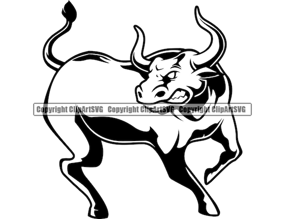 Bull Angry Athletic Muscle Steer Cowboy Western Cattle Mean Etsy