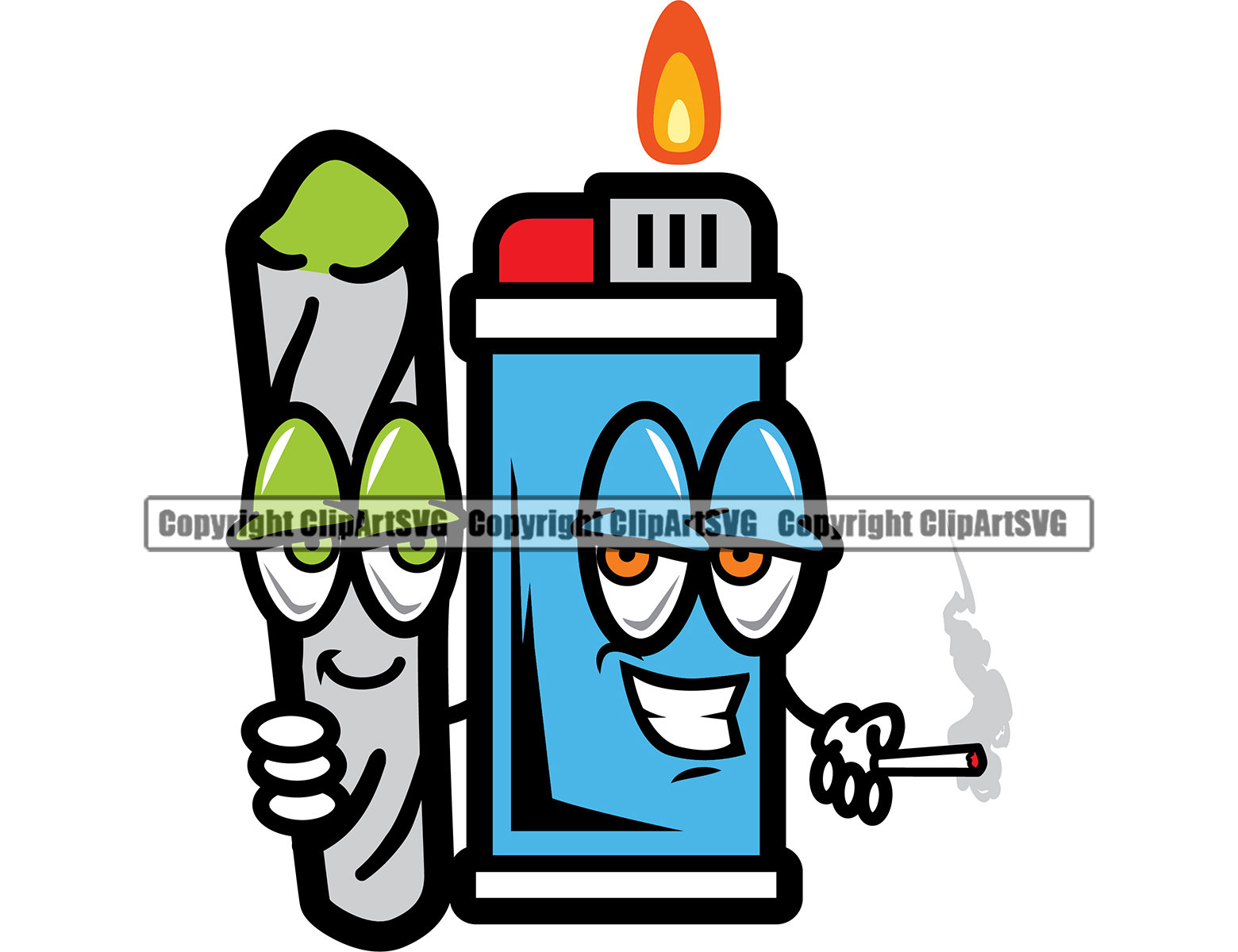 Collage Visual Arts Marijuana Joint Lighter Dancing Cartoon Character