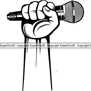 Hand mit Mikrofon Audio Tonaufnahme Aufnahme Stimme Mikrofon Musik Studio Radio Podcast .SVG .PNG Clipart Vektor Cricut Schnitt Schneiden