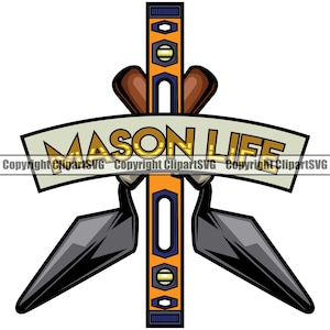 Mason Life Masonry Concrete Construction Building Cement Brick Stone Block Wall Tile Supply Design Element Logo SVG Png Clipart Vector Cut