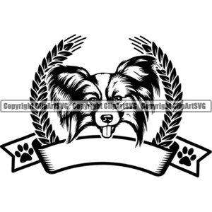 Papillon #5 Happy Paws hondenras stamboom Canine raszuivere K-9 huisdier Chinese Crested Animal Logo. SVG. PNG Clipart Vector Cricut knippen snijden
