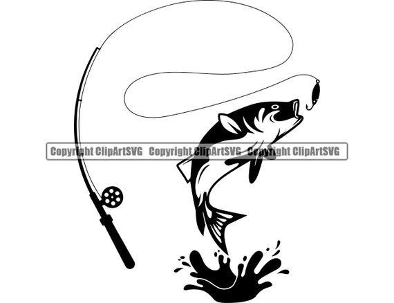 Download Bass Fishing Logo Fish Pole Fresh Salt Water Lake River ...