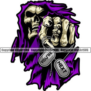 Sensenmann Schädel Skelett grinsend grinsend Spiel über Kette Tod Evil Kill Killer Gespenst Tattoo Hölle Art Logo SVG PNG Vektor Clipart Cut